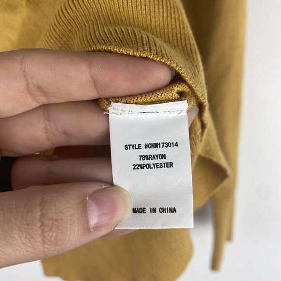 Code x Mode Women's Pullover Mock Neck Sweater Size M Mustard Striped - Picture 3 of 7